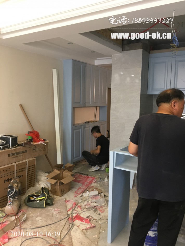 无锡-美新玫瑰大道(德福木门厂,全屋定制,吧台,鞋柜,整体衣柜,雾霾蓝,实木门) (8)