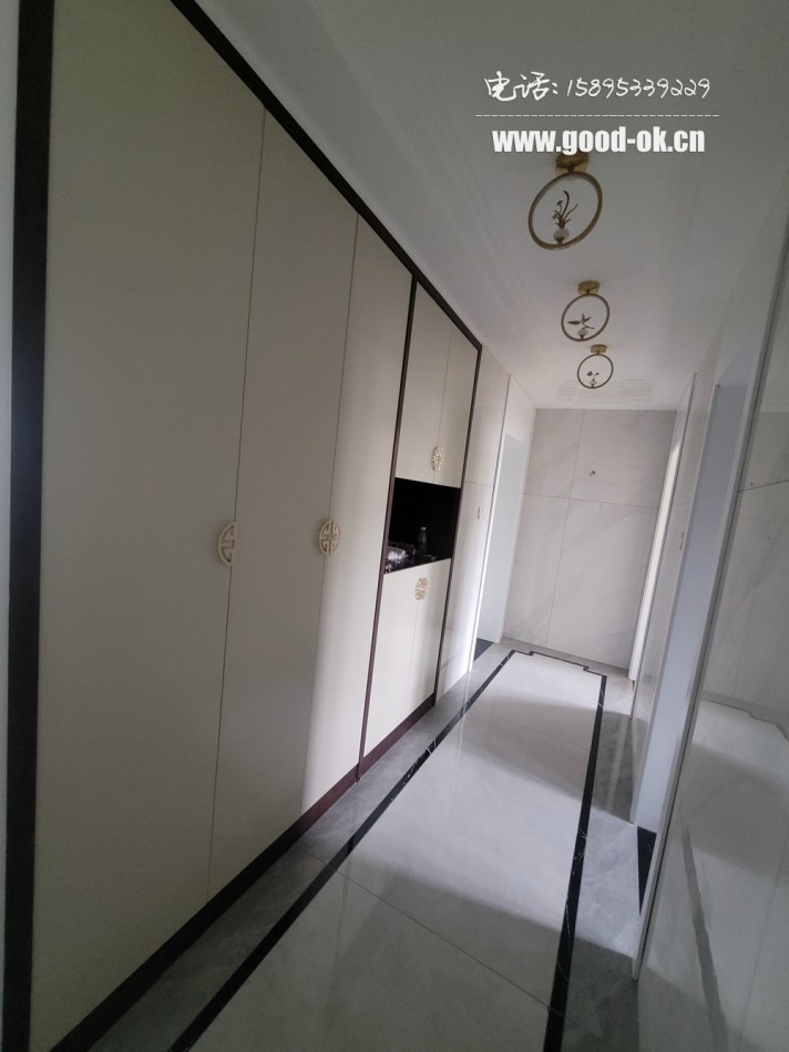 杭州翠紫苑(橡胶木纯实木烤漆中式全屋定制高基灰一门到顶衣柜鞋柜电视柜定做)_07